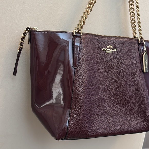 Vintage Coach AVA CHAIN TOTE IN purple SIGNATURE LEATHER - Picture 3 of 11